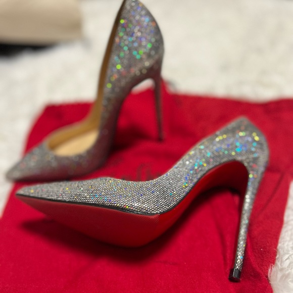 Silver Sparkly Glitter Christian Louboutin Heels - Picture 4 of 8